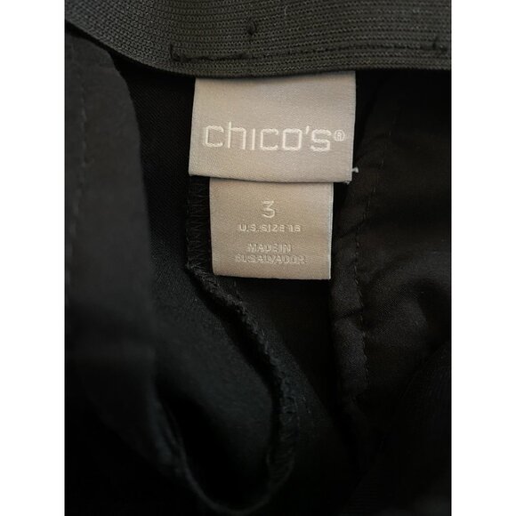 Chicos Womens Black Pull On Elastic Waist Cropped Dress Pants Size 16 Stretch - Picture 4 of 5